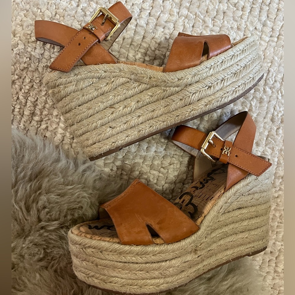 Sam Edelman Maura Leather Cognac Espadrilles- 6.5 - Picture 2 of 8